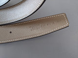 Hermes [157] Gold/Etoupe Epsom Reversible Leather Strap Belt 32 mm, BNIB! - poupishop