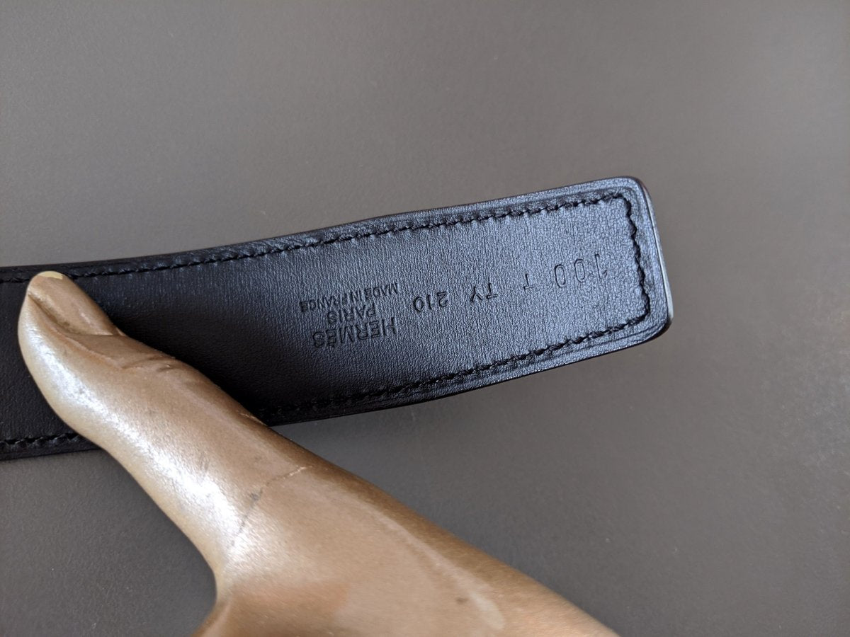 Hermes [158] Noir/Noir Veau Swift Reversible Leather Strap Belt 32 mm, BNIB! - poupishop
