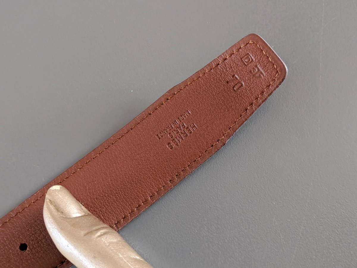 Hermes [160] 2000 Vert Foncé/Noisette Veau Box/Veau Gulliver Reversible Leather Strap Belt 32 mm, BNIB! - poupishop