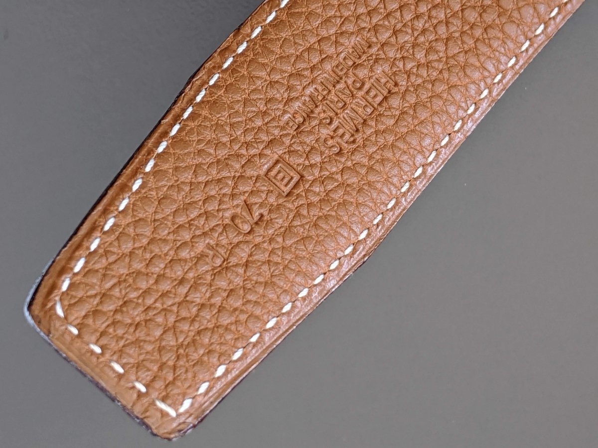 Hermes [162] 2000s Noir/Gold Veau Box/Togo Reversible Leather Strap Belt 32 mm, BNIB! - poupishop
