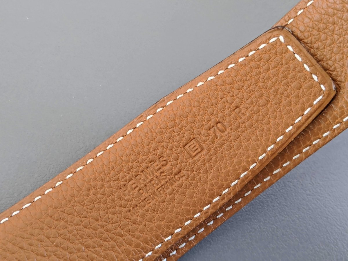 Hermes [162] 2000s Noir/Gold Veau Box/Togo Reversible Leather Strap Belt 32 mm, BNIB! - poupishop