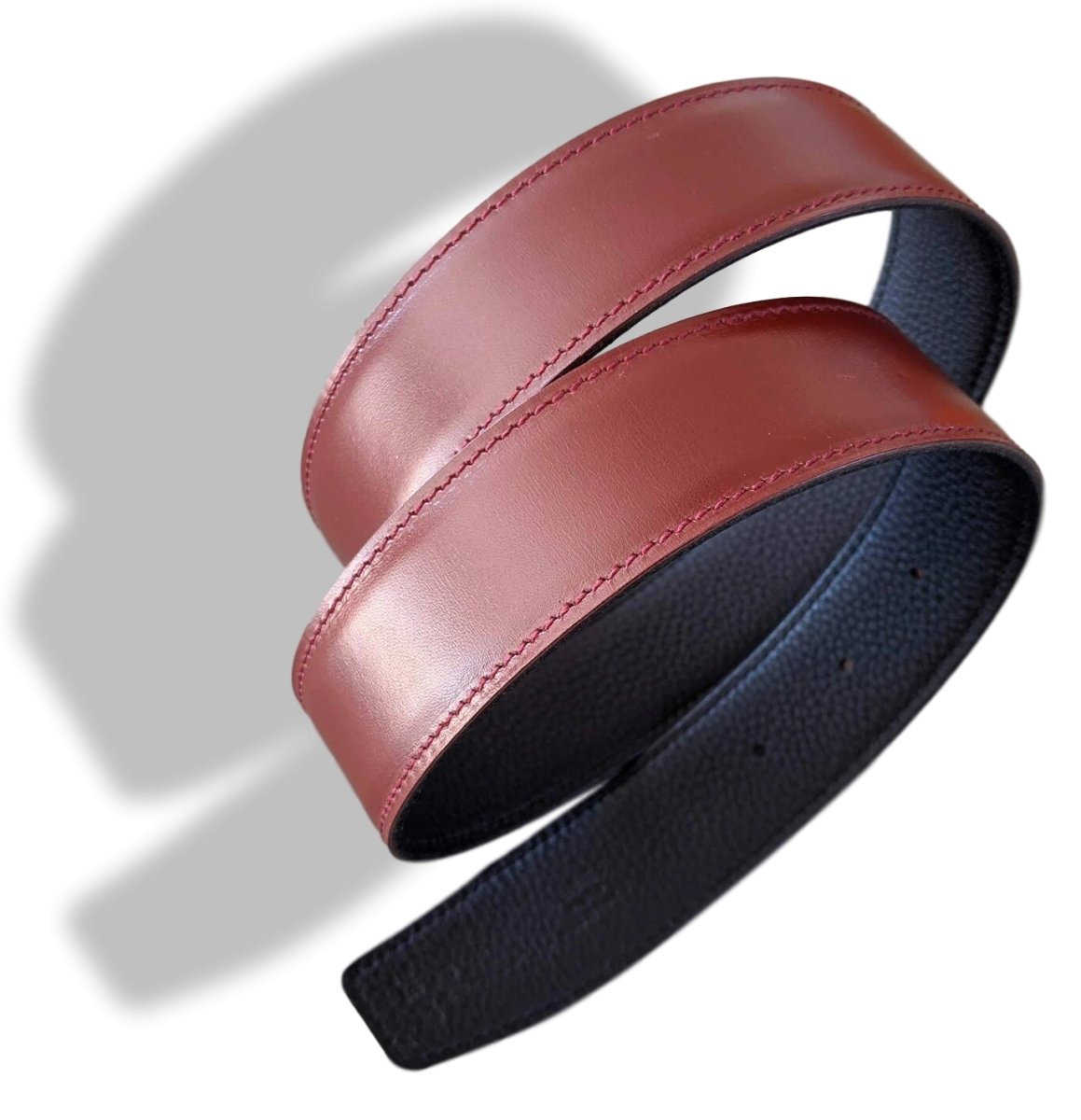 Hermes [165] 2001 Rouge H/Noir Reversible Box/Togo Leather Strap Belt 32 mm, NIB! - poupishop