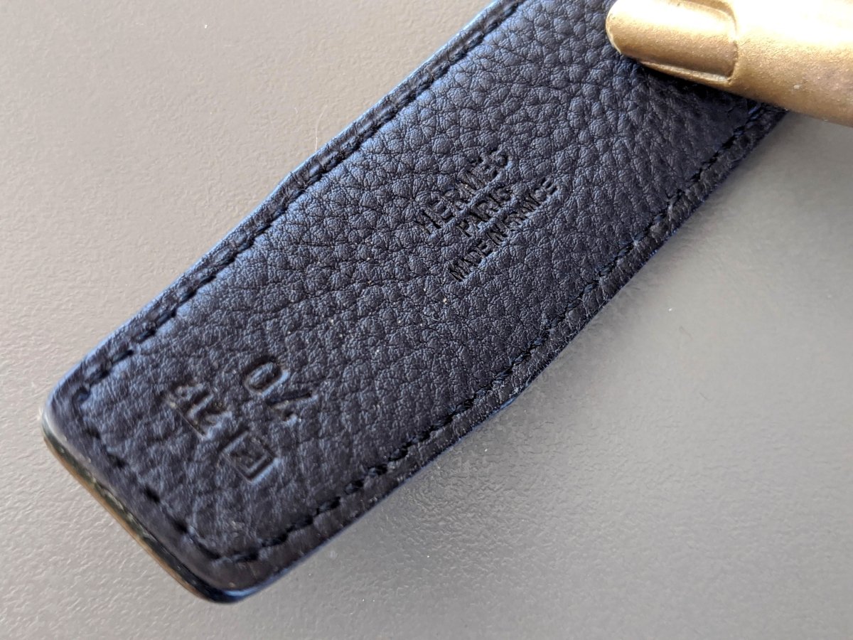Hermes [165] 2001 Rouge H/Noir Reversible Box/Togo Leather Strap Belt 32 mm, NIB! - poupishop