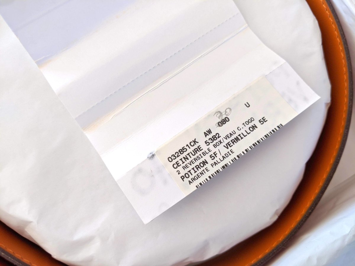 Hermes [167] 2004 Rouge Vermillon/Potiron Reversible Box/Togo Leather Strap Belt 32 mm, NIB! - poupishop