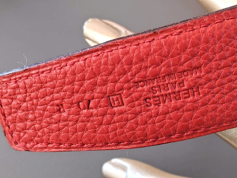 Hermes [167] 2004 Rouge Vermillon/Potiron Reversible Box/Togo Leather Strap Belt 32 mm, NIB! - poupishop