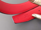 Hermes [168] 1999 Rouge-Rose Vif/Grey Reversible Box/Gulliver Leather Strap Belt 32 mm, NIB! - poupishop