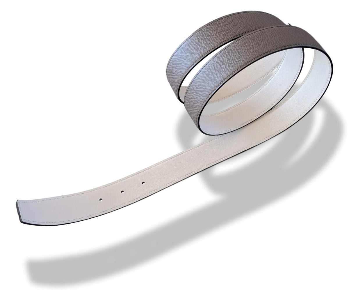 Hermes [169] 2013 Craie/Etain Reversible Swift/Epsom Leather Strap Belt 32 mm, NIB! - poupishop