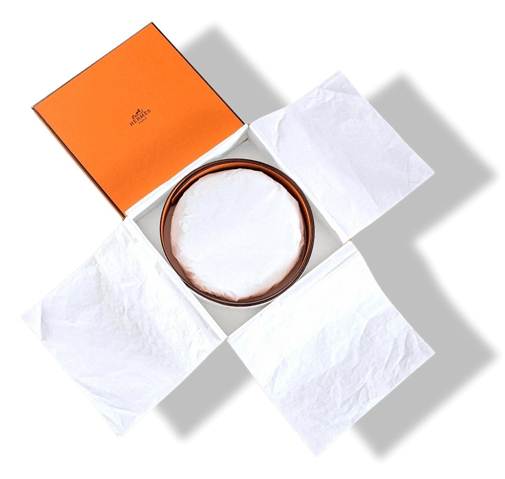 Hermes [17] 2006 Orange Swift/White Epsom Reversible Leather Strap Belt 32 MM Sz85, NIB! - poupishop