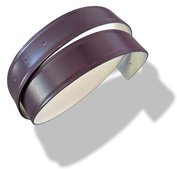 Hermes [170] 2002 Raisin/Jaune Pale Reversible Box/Box Nepal Leather Strap Belt 32 mm, NIB! - poupishop