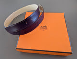 Hermes [170] 2002 Raisin/Jaune Pale Reversible Box/Box Nepal Leather Strap Belt 32 mm, NIB! - poupishop