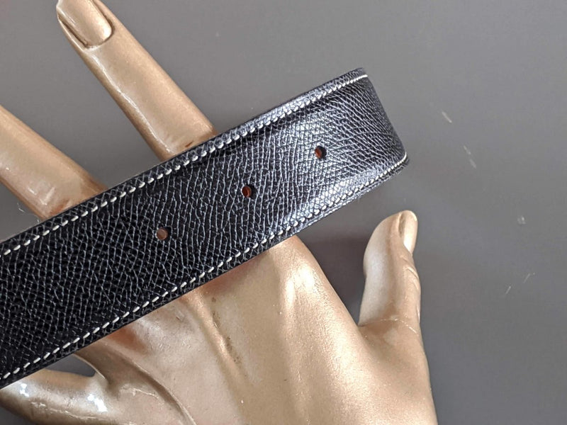 Hermès Noir Box and Bordeaux Togo Reversible Belt Strap 32mm