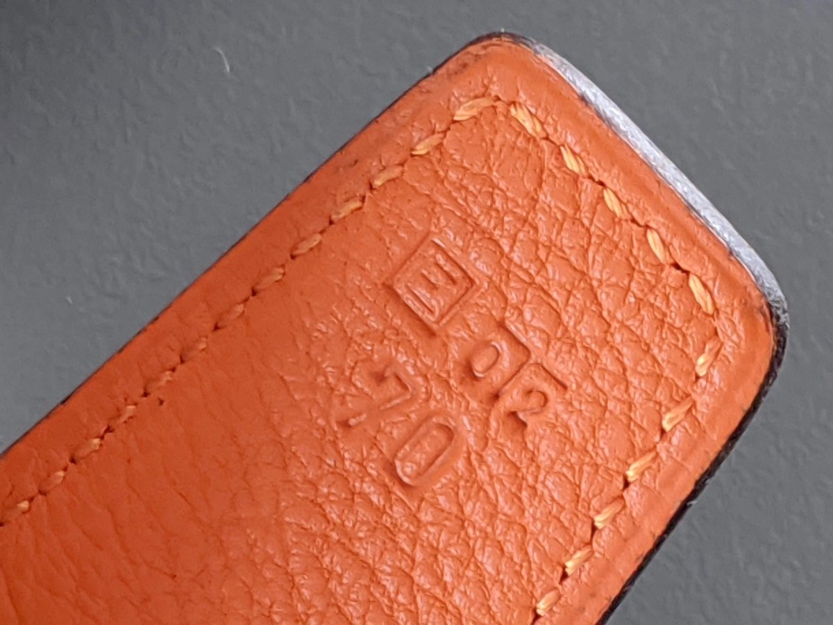 Hermes [174] 2001 Noir/Orange Reversible Epsom/Togo Leather Strap Belt 32 mm, Box! - poupishop