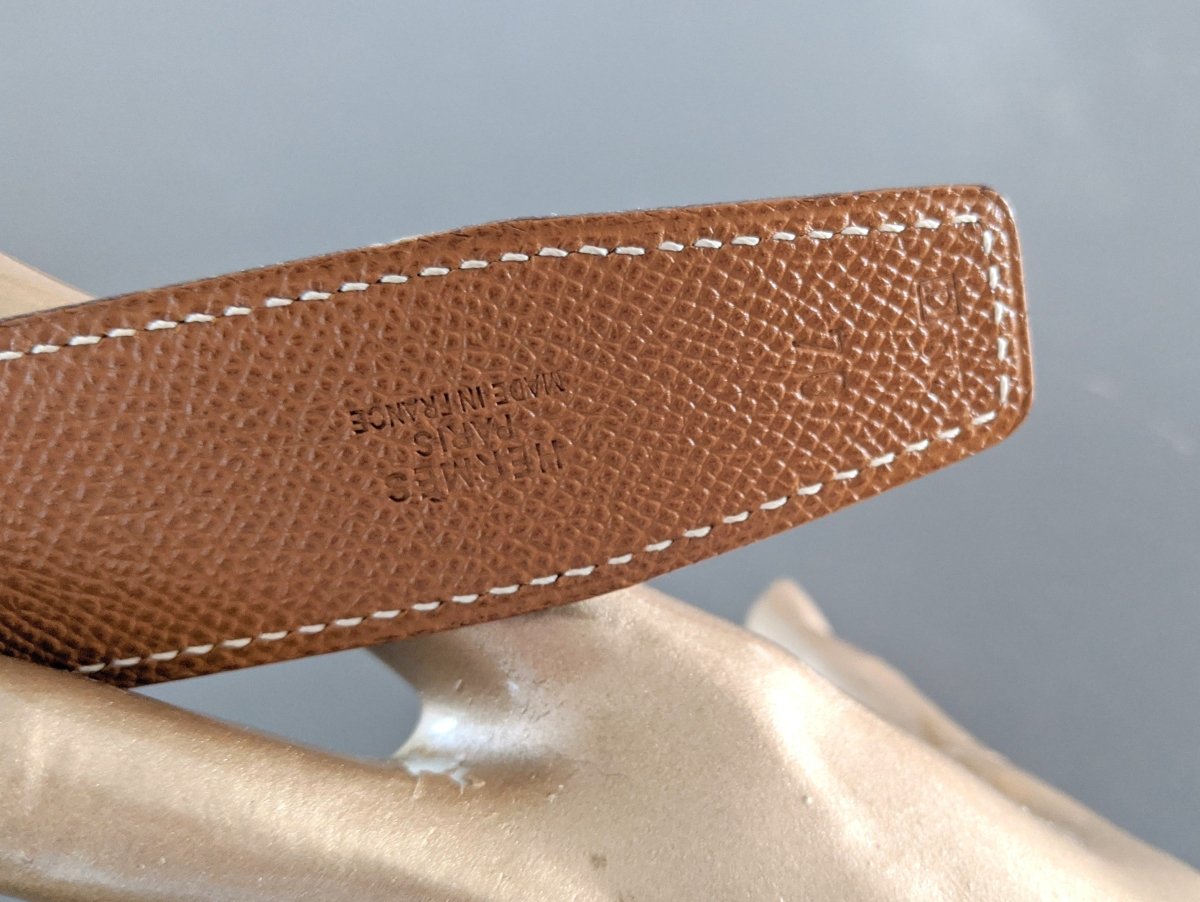 Hermes [176] 2000 Gold/Noir Reversible Epsom/Box Leather Strap Belt 32 mm, Box! - poupishop