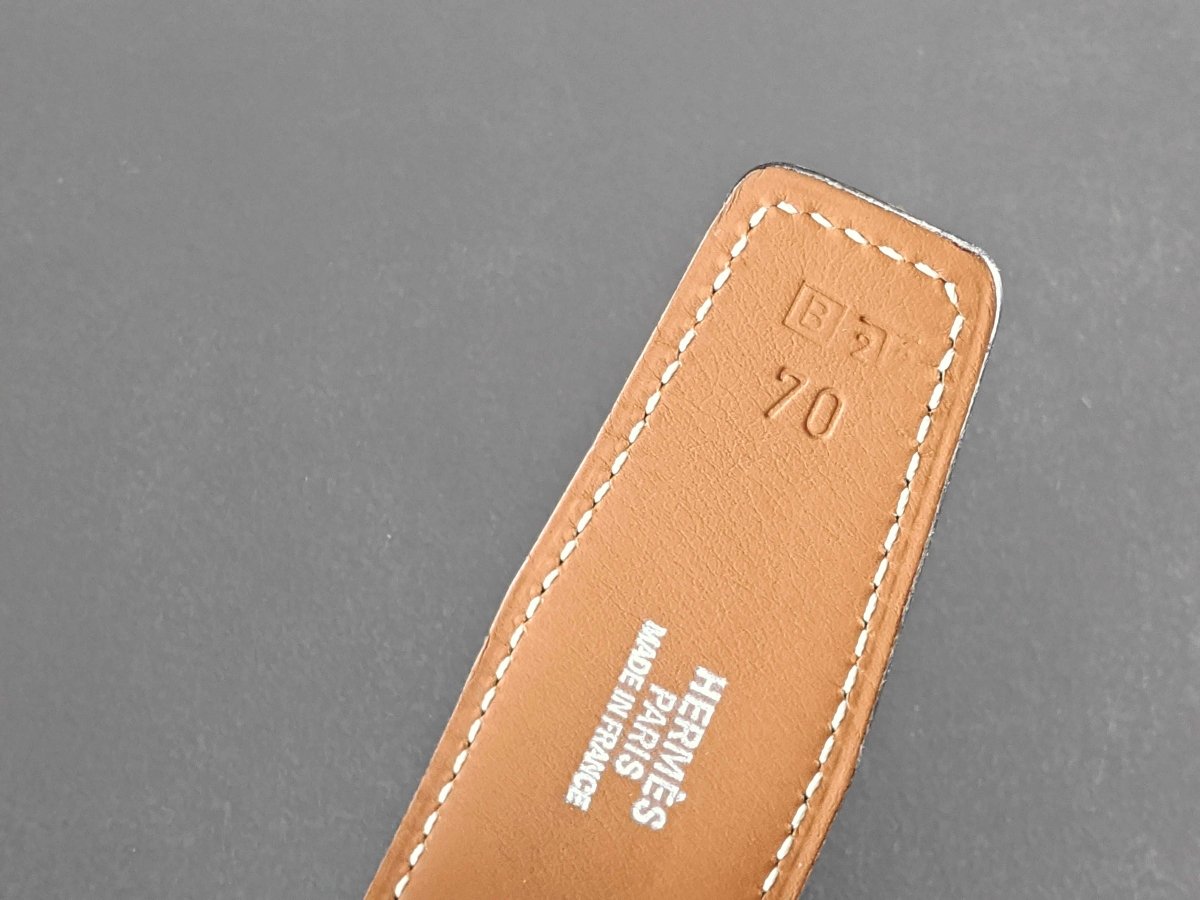 Hermes [177] 1998 Noir/Gold Reversible Box/Box Leather Strap Belt 32 mm, BNIB! - poupishop