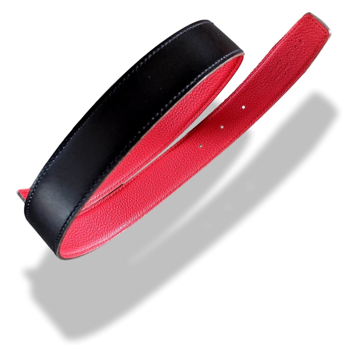Hermes [178] 2001 Noir/Rouge Vermillon Reversible Box/Togo Leather Strap Belt 32 mm, BNIB! - poupishop