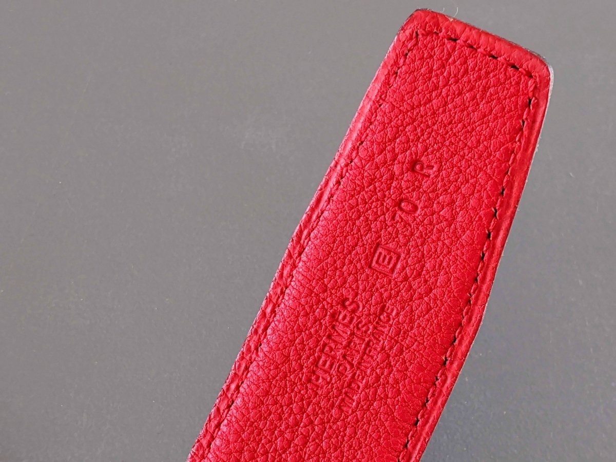 Hermes [178] 2001 Noir/Rouge Vermillon Reversible Box/Togo Leather Strap Belt 32 mm, BNIB! - poupishop