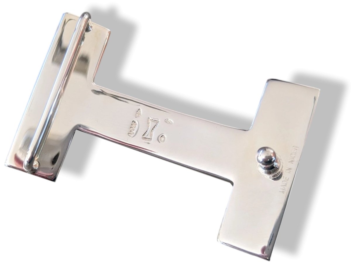 Hermes [18] AG Sterling Silver 925 TOUAREG H Belt Buckle H 32 mm, BNIB! - poupishop