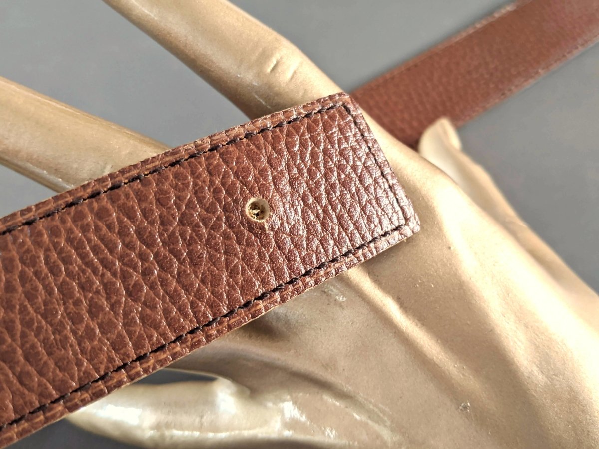 Hermes [181] 1996 Brown Reversible Vache Liegee Leather Strap Belt 32 mm, Box! - poupishop