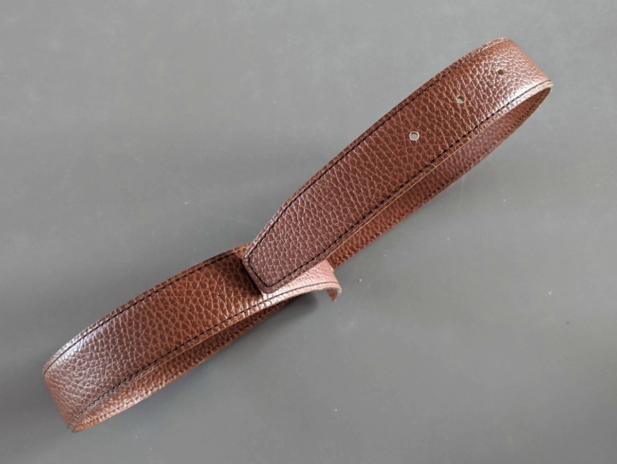 Hermes [181] 1996 Brown Reversible Vache Liegee Leather Strap Belt 32 mm, Box! - poupishop