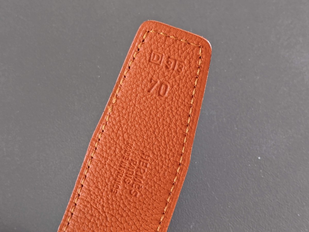 Hermes [183] 2000 Chocolat/Orange Reversible Box/Taurillon Gaucho Leather Strap Belt 32 mm, Box! - poupishop