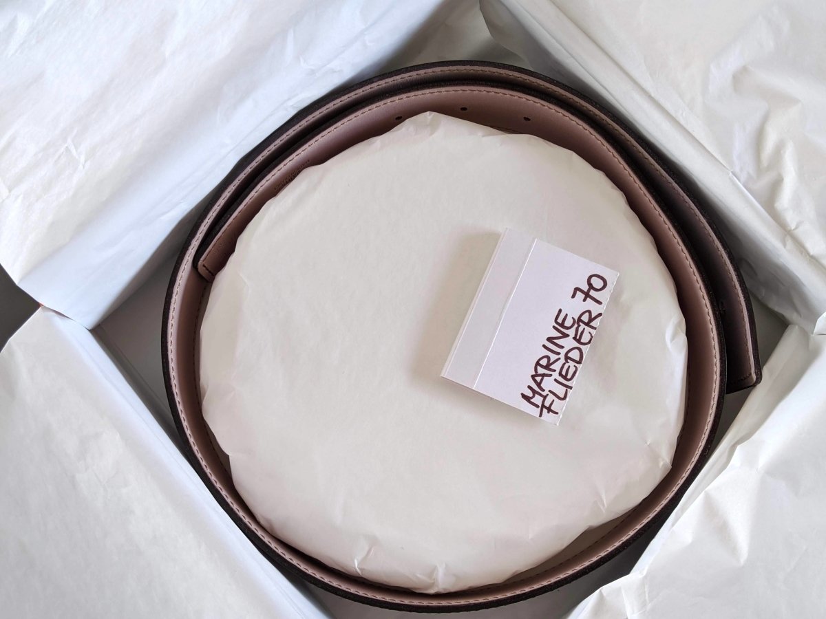 Hermes [184] 2001 Marine/Mauve-Rose Pale Reversible Box/Box Nepal Leather Strap Belt 32 mm, BOX! - poupishop