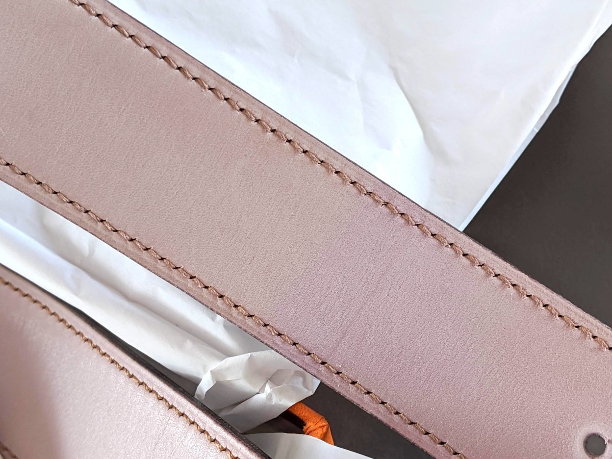 Hermes [184] 2001 Marine/Mauve-Rose Pale Reversible Box/Box Nepal Leather Strap Belt 32 mm, BOX! - poupishop