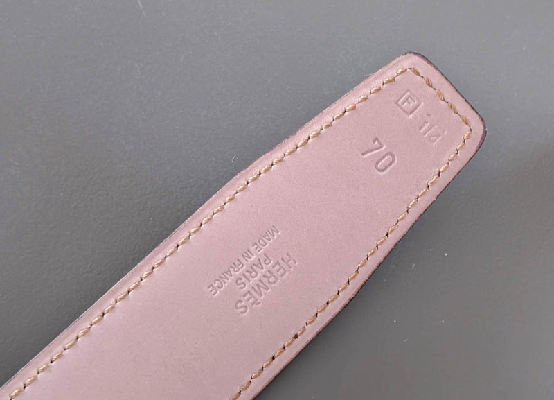 Hermes [185] 2001 Raisin/Mauve-Rose Pale Reversible Box/Box Nepal Leather Strap Belt 32 mm, BOX ! - poupishop