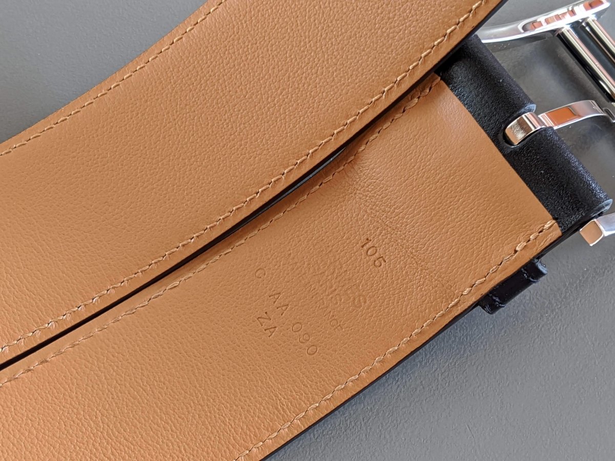 Hermes [186] Noir Calfskin Box Leather PRINCETON Complete Belt 38 MM, BNIB! - poupishop