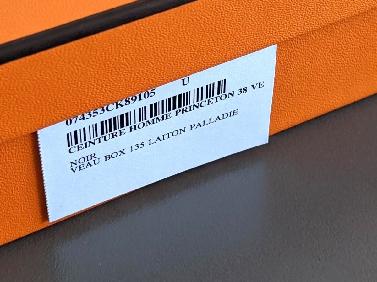 Hermes [186] Noir Calfskin Box Leather PRINCETON Complete Belt 38 MM, BNIB! - poupishop