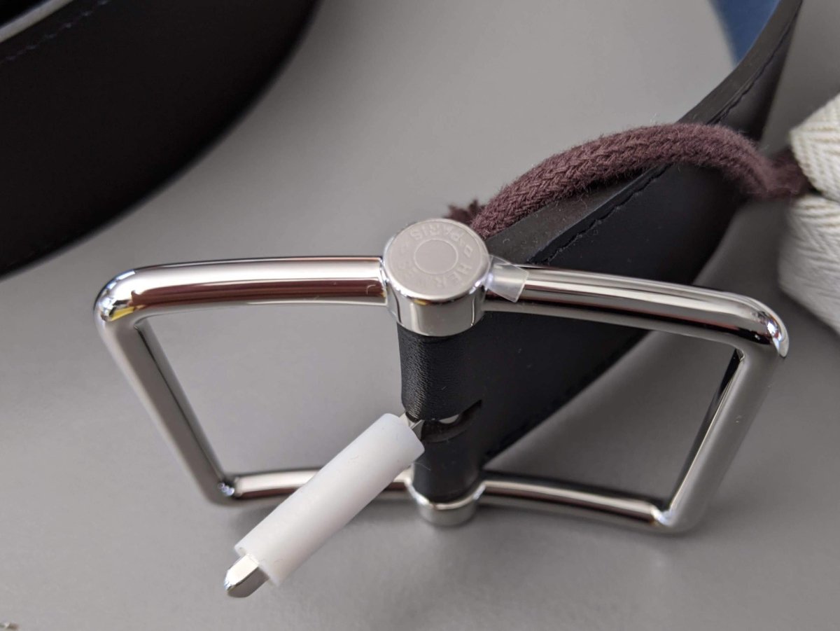 Hermes [188] Noir/Bleu de Prusse Veau Sombrero II SADDLE REVERSIBLE Complete Belt 38 MM, BNIB! - poupishop