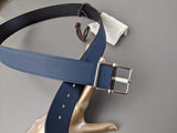 Hermes [188] Noir/Bleu de Prusse Veau Sombrero II SADDLE REVERSIBLE Complete Belt 38 MM, BNIB! - poupishop