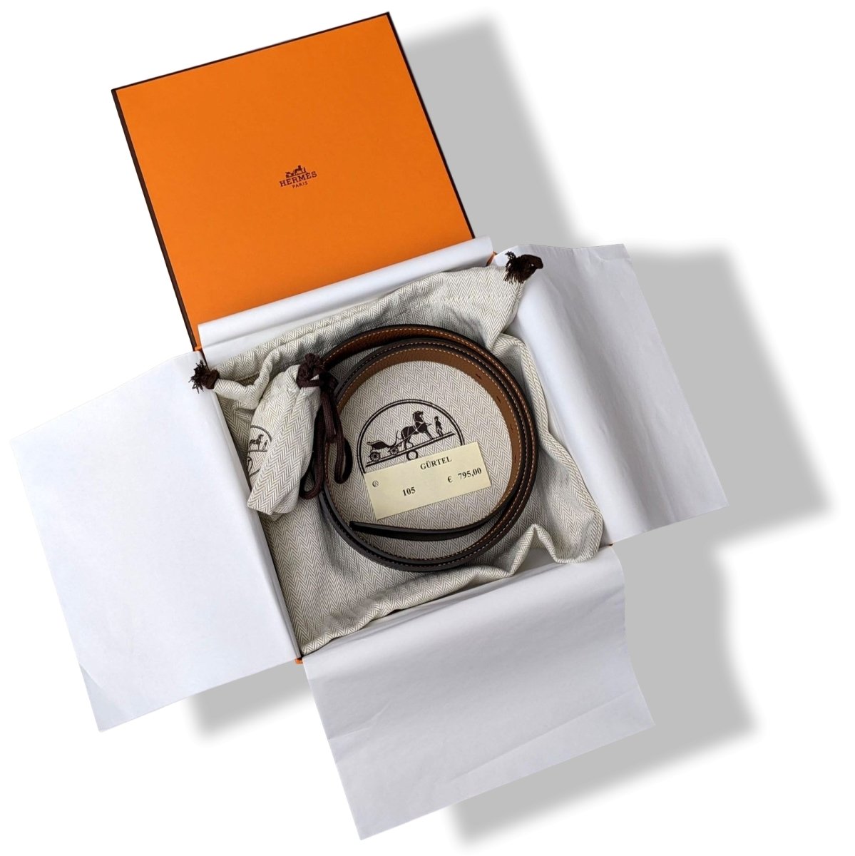 Hermes [189] Noir/Gold Veau Sombrero II/Togo SADDLE REVERSIBLE Complete Belt 38 MM, BNIB! - poupishop