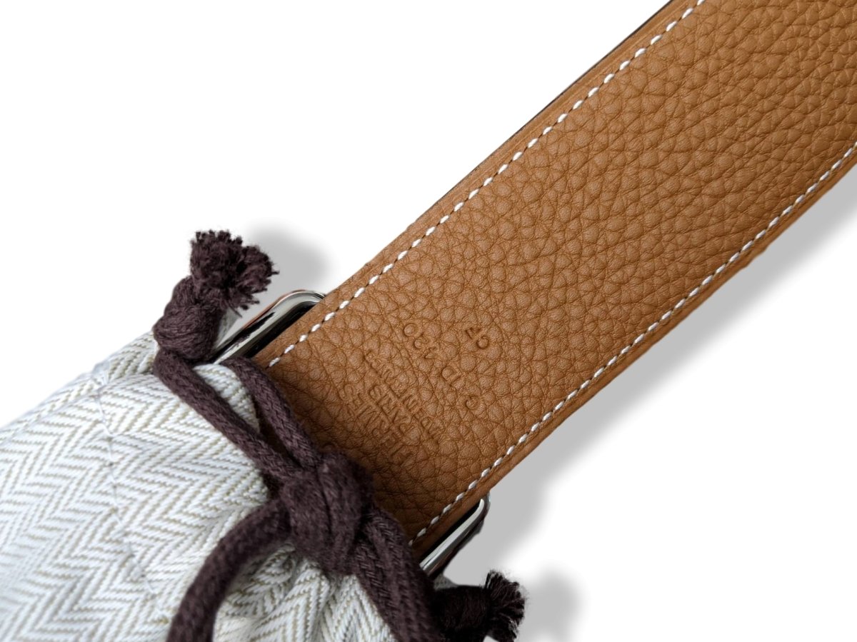 Hermes [189] Noir/Gold Veau Sombrero II/Togo SADDLE REVERSIBLE Complete Belt 38 MM, BNIB! - poupishop