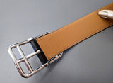 Hermes [190cm] Black/Naturel Veau Box Palladium CAPE COD REVERSIBLE Complete Belt 32 mm, BNIB! - poupishop