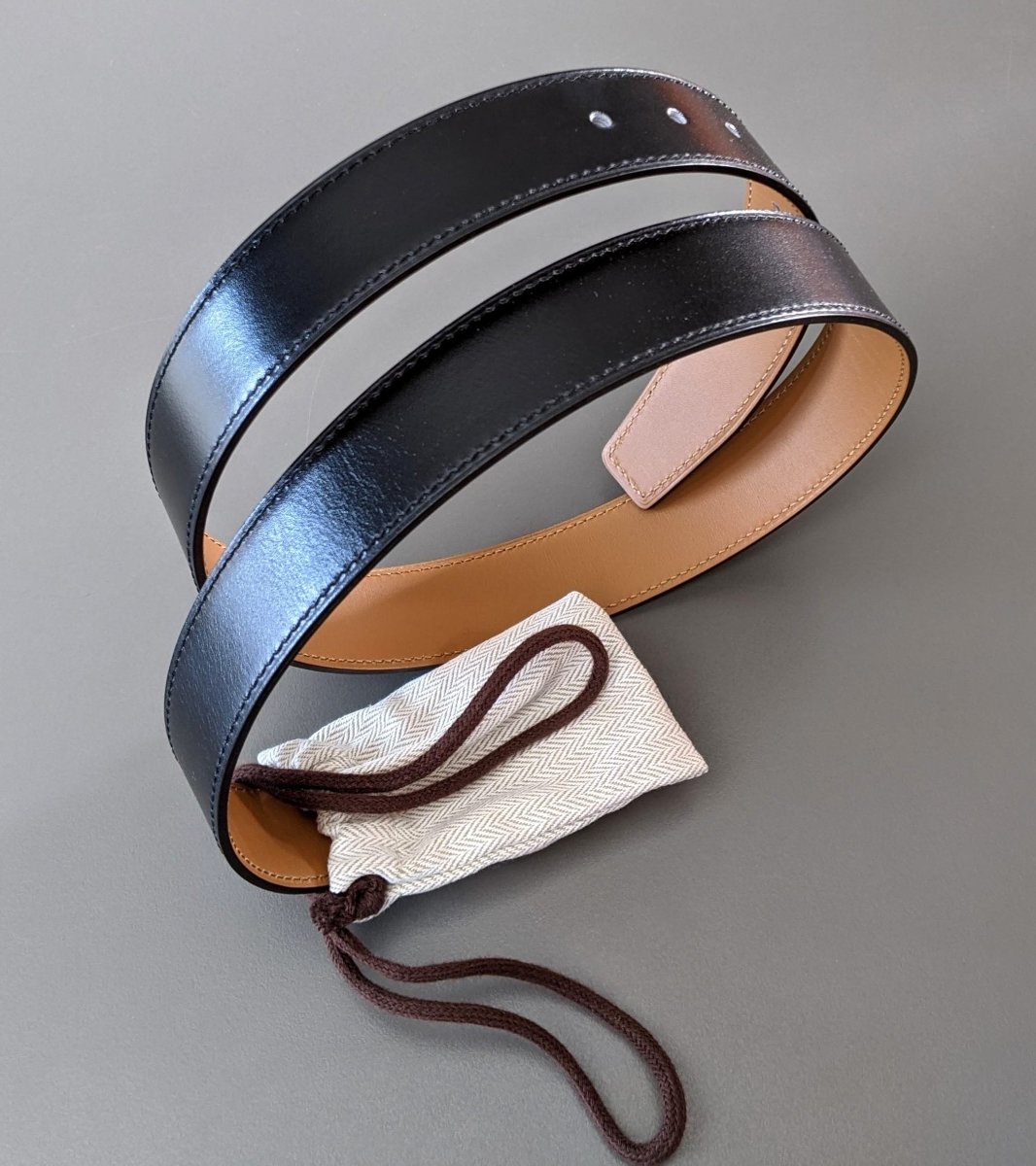 Hermes [190cm] Black/Naturel Veau Box Palladium CAPE COD REVERSIBLE Complete Belt 32 mm, BNIB! - poupishop