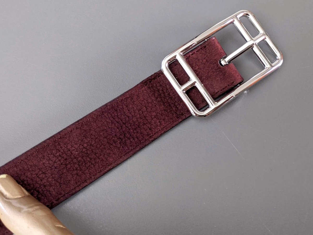 Hermes [192] Prune/Ebene Taurillon Gaucho Palladium CAPE COD REVERSIBLE Complete Belt 32 mm, BNIB! - poupishop
