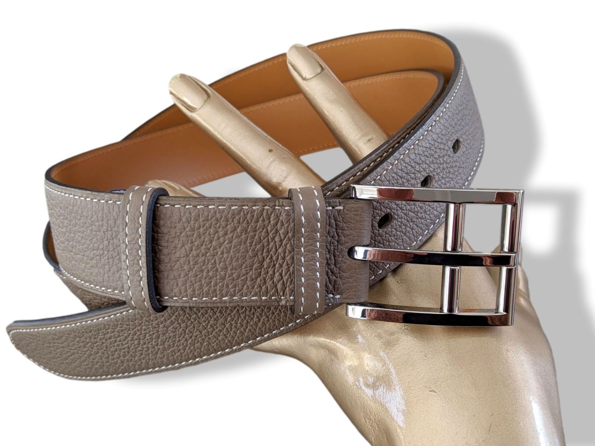 Hermes [194] 2014 Etoupe Veau Togo Mixte GENTLE Complete Belt 32 mm, BNIB! - poupishop