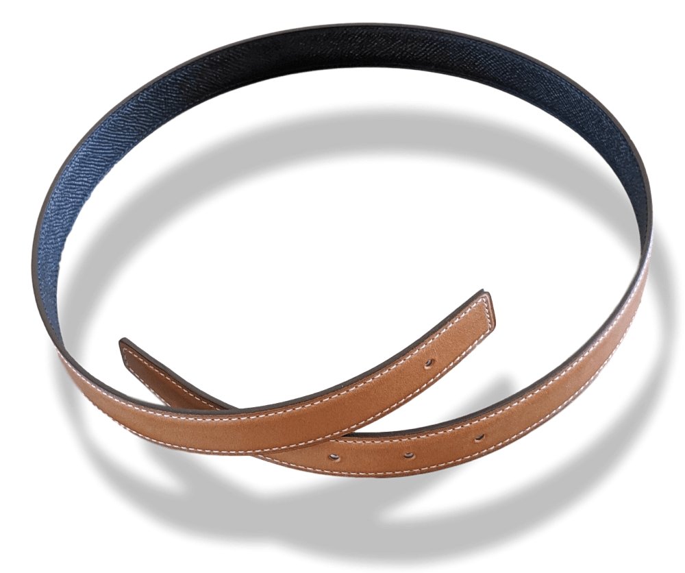 Hermes [195] Fauve/Black Barenia Epsom Reversible Strap for Belt 24 mm Sz75, BNIB! - poupishop