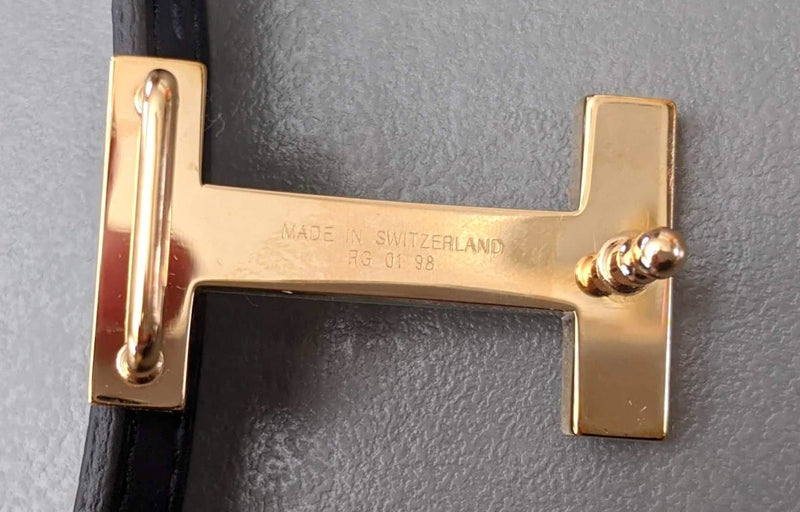 Hermes [195] Noir/Gold Swift/Epsom Plated Pink Gold FOCUS Complete Belt Reversible 13 MM Sz 080, BNIB! - poupishop