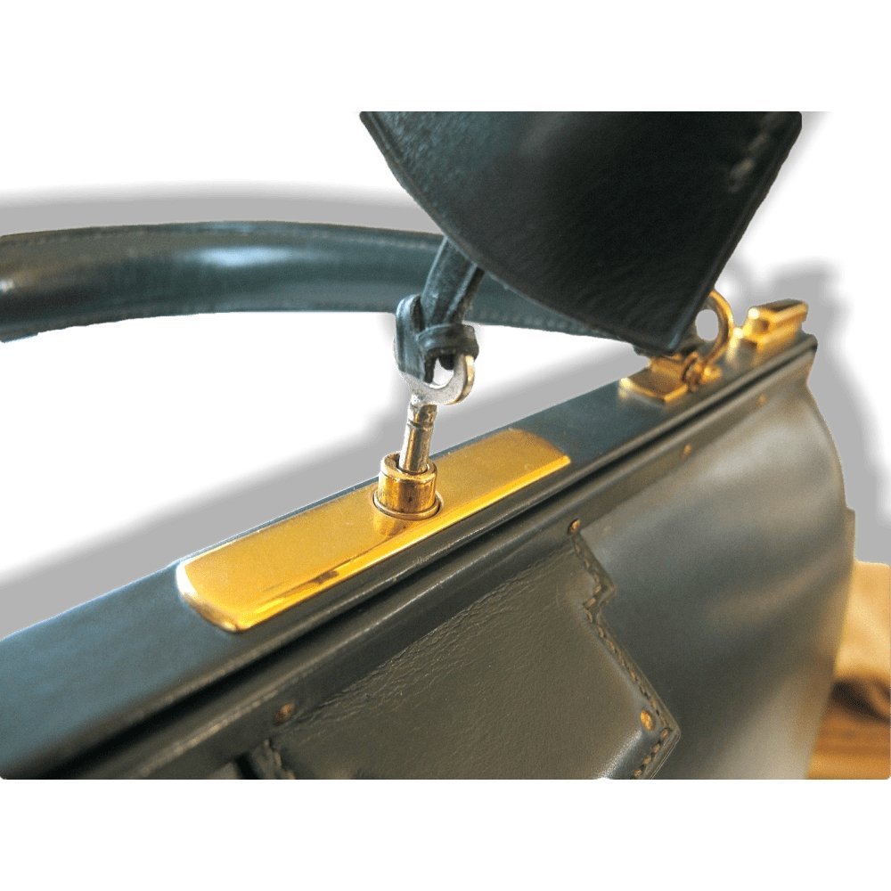 Hermes 1950s Green Box Leather 404 Retro Doctor Bag Handbag Mallette, Mint! - poupishop