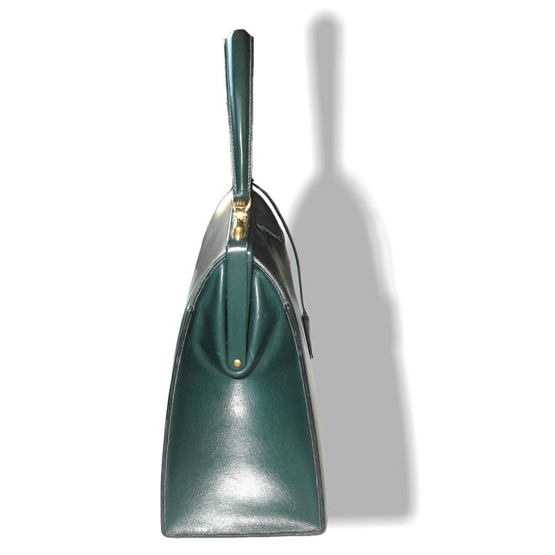 Hermes 1950s Green Box Leather 404 Retro Doctor Bag Handbag Mallette, Mint! - poupishop