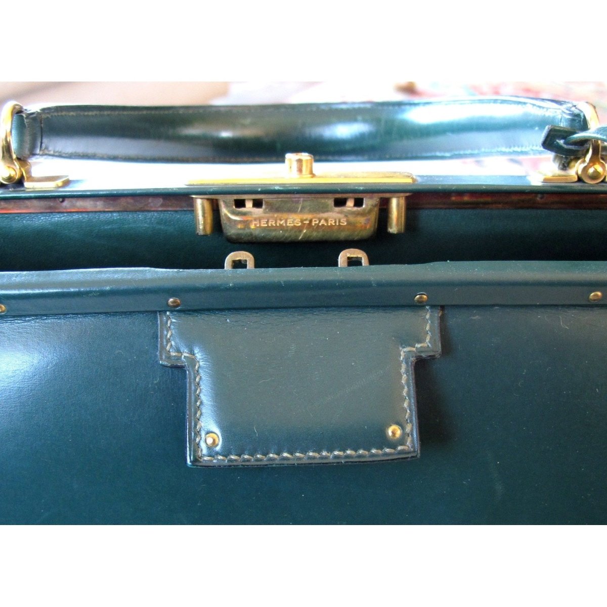 Hermes 1950s Green Box Leather 404 Retro Doctor Bag Handbag Mallette, Mint! - poupishop