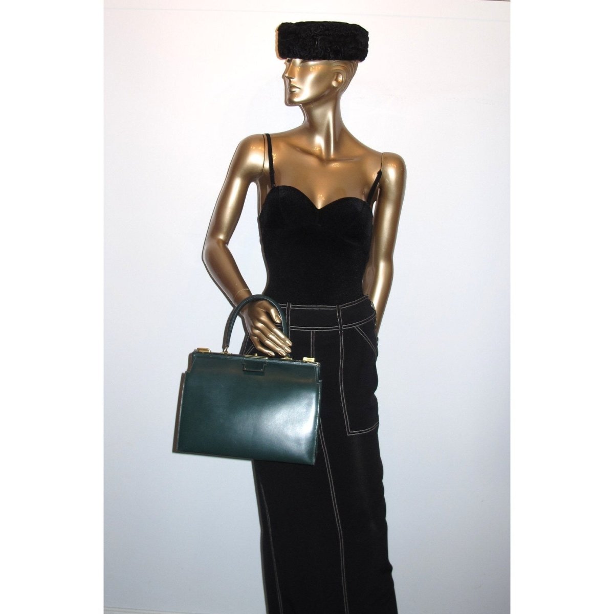 Hermes 1950s Green Box Leather 404 Retro Doctor Bag Handbag Mallette, Mint! - poupishop
