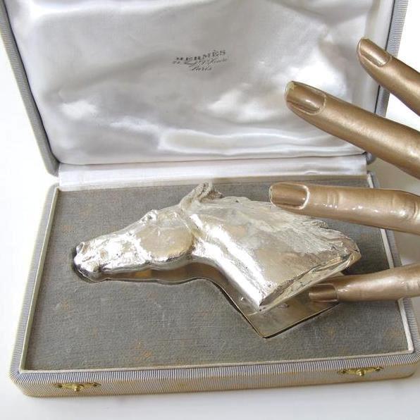 Hermes 1950s Sterling Silver 925 Huge Horse Desk Clip, Box!