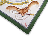 Hermes 1958 CHASSE AU RENARD by Hugo Grygkar Blanc Matt Oerprint Twill 90 Incredible!