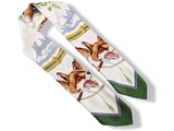 Hermes 1958 CHASSE AU RENARD by Hugo Grygkar Blanc Matt Oerprint Twill 90 Incredible!