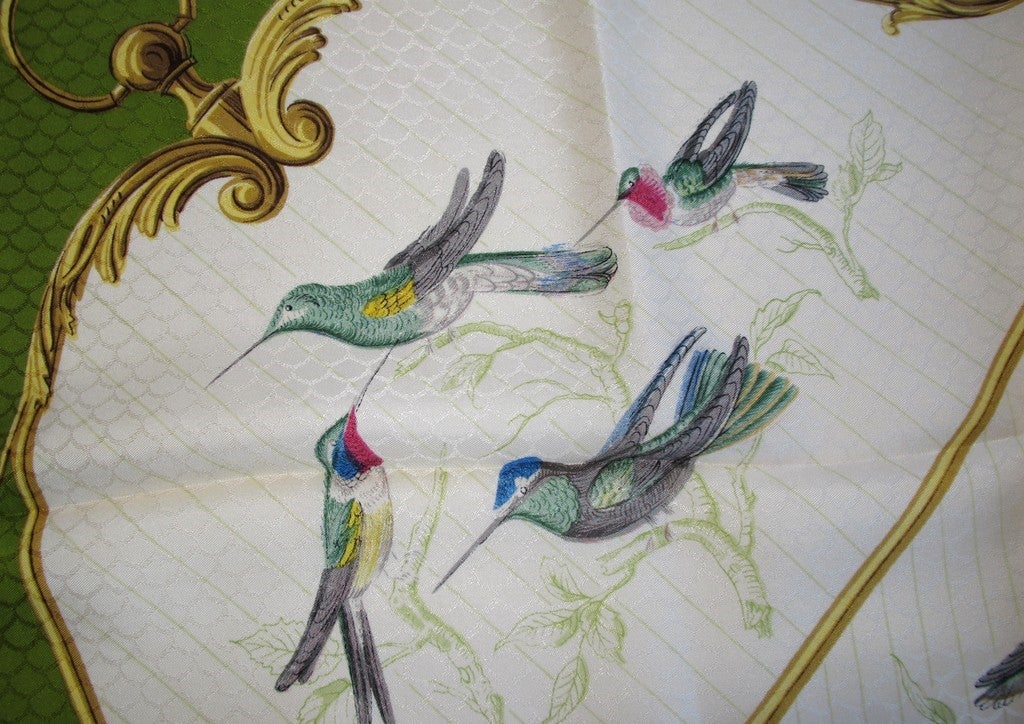 Hermes 1958 First Issue Voliere des Dames Jacquard Twill 90, Rare! - poupishop