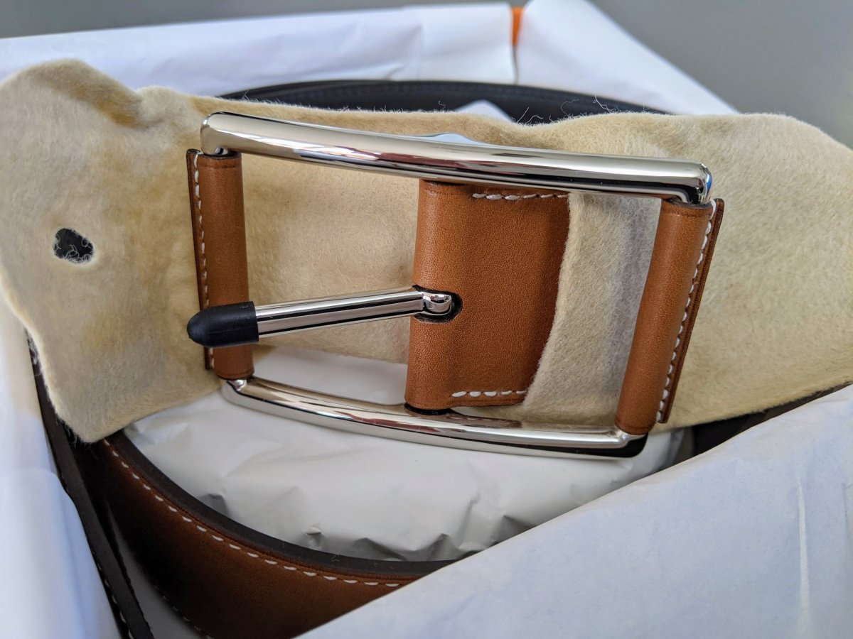Hermes [196] Women's Fauve/Black Barenia Chamonix Reversible HOP 45 Complete Belt, BNWTIB! - poupishop