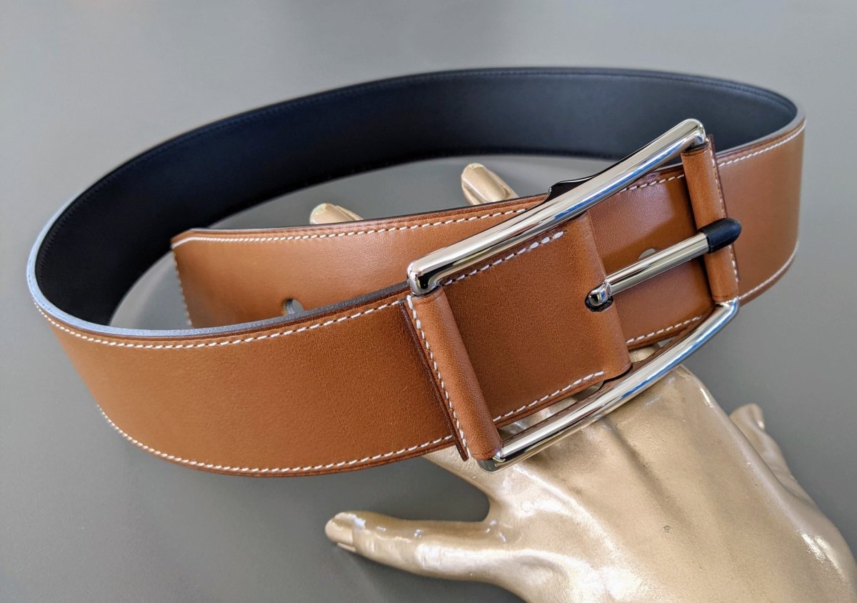 Hermes [196] Women's Fauve/Black Barenia Chamonix Reversible HOP 45 Complete Belt, BNWTIB! - poupishop