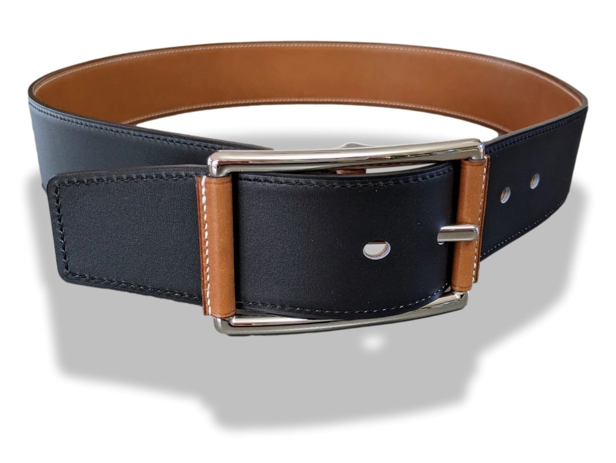 Hermes [196] Women's Fauve/Black Barenia Chamonix Reversible HOP 45 Complete Belt, BNWTIB! - poupishop